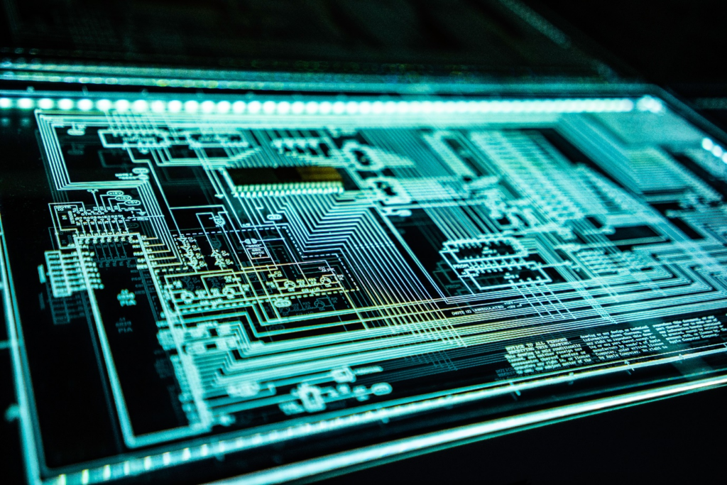 Glowing circuit board illustrating cybersecurity